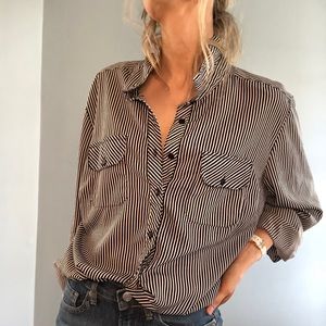 Women’s notation L striped button down silky